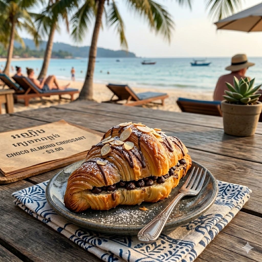 Croissant Choco Almond dari Thirty Three Brew dengan tampilan clean dan modern